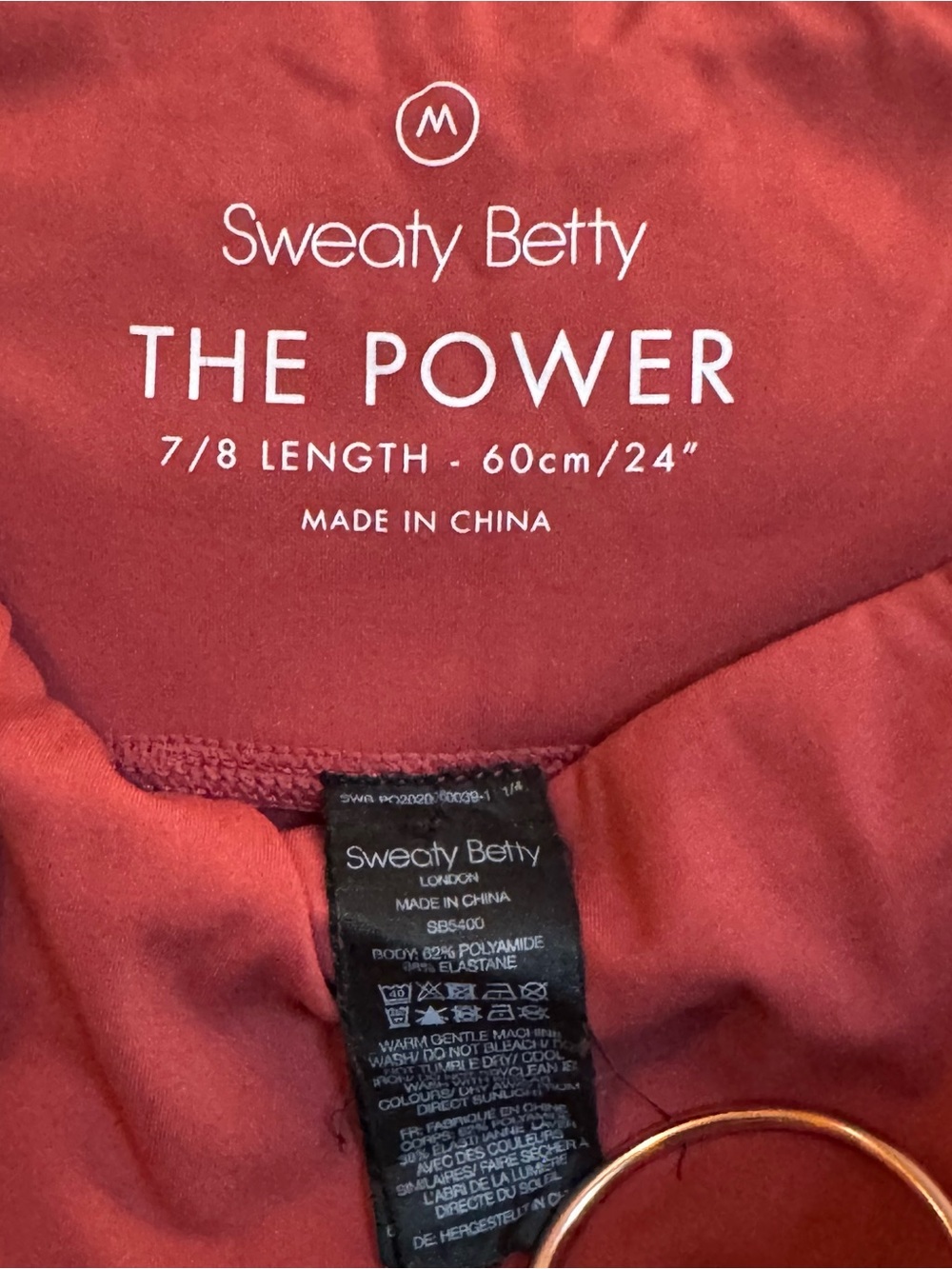 Sweaty Betty Size Medium ‘The Power’ 7/8 Pocket Leggings - Rust Red - Picture 10 of 16